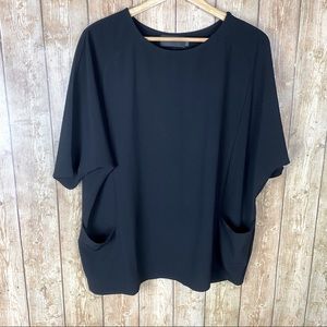 Blaque Label Blouse M Womens Black Pockets Oversiz